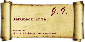 Jakubecz Irma névjegykártya